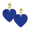 Acrylic Large Navy Blue Heart - Gold tone Filigree Heart Post Earrings