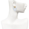 Acrylic Large Shimmer White Heart - Gold tone Filigree Heart Post Earrings
