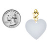 Acrylic Large Shimmer White Heart - Gold tone Filigree Heart Post Earrings