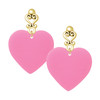 Acrylic Large Hot Pink Heart - Gold tone Filigree Heart Post Earrings