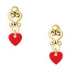 Acrylic Mini Red Heart - Gold tone Filigree Heart Post Earrings