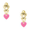 Acrylic Mini Hot Pink Heart - Gold tone Filigree Heart Post Earrings