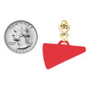 Acrylic Large Red Megaphone - Gold tone Filigree Heart Post Earrings