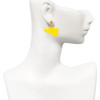 Acrylic Large Yellow Megaphone - Gold tone Filigree Heart Post Earrings