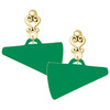 Acrylic Large Green Megaphone - Gold tone Filigree Heart Post Earrings