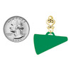 Acrylic Large Green Megaphone - Gold tone Filigree Heart Post Earrings