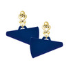 Acrylic Large Navy Megaphone - Gold tone Filigree Heart Post Earrings