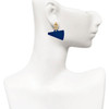 Acrylic Large Navy Megaphone - Gold tone Filigree Heart Post Earrings