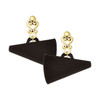 Acrylic Large Black Megaphone - Gold tone Filigree Heart Post Earrings