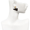 Acrylic Large Black Megaphone - Gold tone Filigree Heart Post Earrings