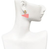 Acrylic Large Pink Megaphone - Gold tone Filigree Heart Post Earrings
