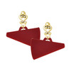 Acrylic Large Maroon Megaphone - Gold tone Filigree Heart Post Earrings