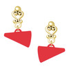 Acrylic Red Megaphone - Gold tone Filigree Heart Post Earrings