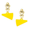 Acrylic Yellow Megaphone - Gold tone Filigree Heart Post Earrings