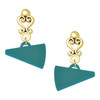 Acrylic Teal Megaphone - Gold tone Filigree Heart Post Earrings