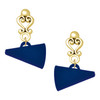 Acrylic Navy Megaphone - Gold tone Filigree Heart Post Earrings