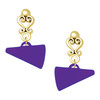 Acrylic Purple Megaphone - Gold tone Filigree Heart Post Earrings