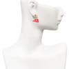 Acrylic Red Cheer Megaphone - Gold tone Filigree Heart Post Earrings