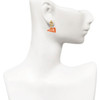 Acrylic Orange Cheer Megaphone - Gold tone Filigree Heart Post Earrings