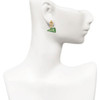 Acrylic Green Cheer Megaphone - Gold tone Filigree Heart Post Earrings