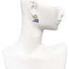 Acrylic Royal Blue Cheer Megaphone - Gold tone Filigree Heart Post Earrings