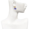 Acrylic Navy Cheer Megaphone - Gold tone Filigree Heart Post Earrings