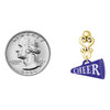 Acrylic Navy Cheer Megaphone - Gold tone Filigree Heart Post Earrings