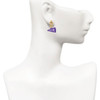 Acrylic Purple Cheer Megaphone - Gold tone Filigree Heart Post Earrings