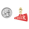Acrylic Large Red Cheer Megaphone - Gold tone Filigree Heart Post Earrings