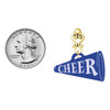 Acrylic Large Royal Blue Cheer Megaphone - Gold tone Filigree Heart Post Earrings