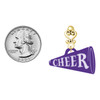 Acrylic Large Purple Cheer Megaphone - Gold tone Filigree Heart Post Earrings