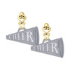 Acrylic Large Silver Plated Cheer Megaphone - Gold tone Filigree Heart Post Earrings