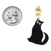 Acrylic Sitting Black Cat with Crystal Eyes - Gold tone Filigree Heart Post Earrings