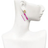 Acrylic Pink "Hello" Name Tag - Gold tone Filigree Heart Post Earrings