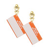 Acrylic Orange "Hello" Name Tag - Gold tone Filigree Heart Post Earrings