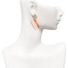 Acrylic Orange "Hello" Name Tag - Gold tone Filigree Heart Post Earrings