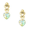 10mm Clear AB Crystal Heart - Gold tone Filigree Heart Post Earrings