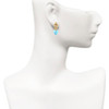 10mm Hot Blue Crystal Heart - Gold tone Filigree Heart Post Earrings