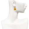 Fimo Clay Sunflower with Ladybug - Gold tone Filigree Heart Post Earrings