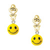 Resin Small 3-D Happy Face - Gold tone Filigree Heart Post Earrings
