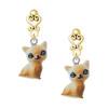 Resin Siamese Cat - Gold tone Filigree Heart Post Earrings