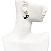 Resin Black Scottie Dog - Gold tone Filigree Heart Post Earrings