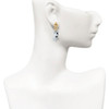 Resin White Bull Terrier Dog - Gold tone Filigree Heart Post Earrings