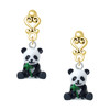 Resin Panda Bear - Gold tone Filigree Heart Post Earrings