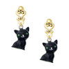 Resin Black Cat - Gold tone Filigree Heart Post Earrings
