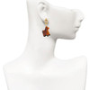 Resin Brown Pony - Gold tone Filigree Heart Post Earrings