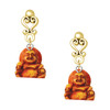 Resin Laughing Buddha - Gold tone Filigree Heart Post Earrings