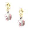 Resin 1/2" Baseball - Gold tone Filigree Heart Post Earrings