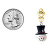 Resin Snowman Head with Top Hat - Gold tone Filigree Heart Post Earrings