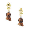 Resin Tan Lion - Gold tone Filigree Heart Post Earrings
